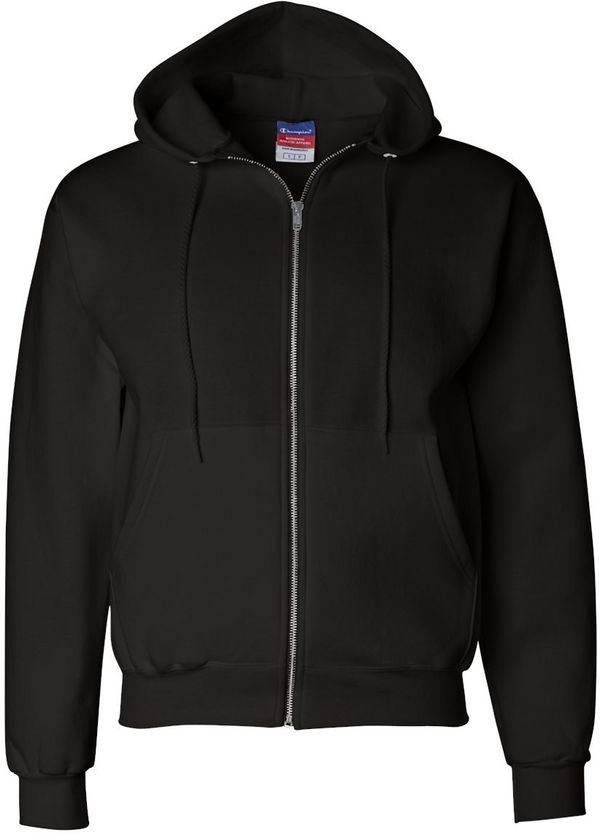 Am image of a Custom Champion Adult Powerblend® FullZip Hooded Sweatshirt in Black!