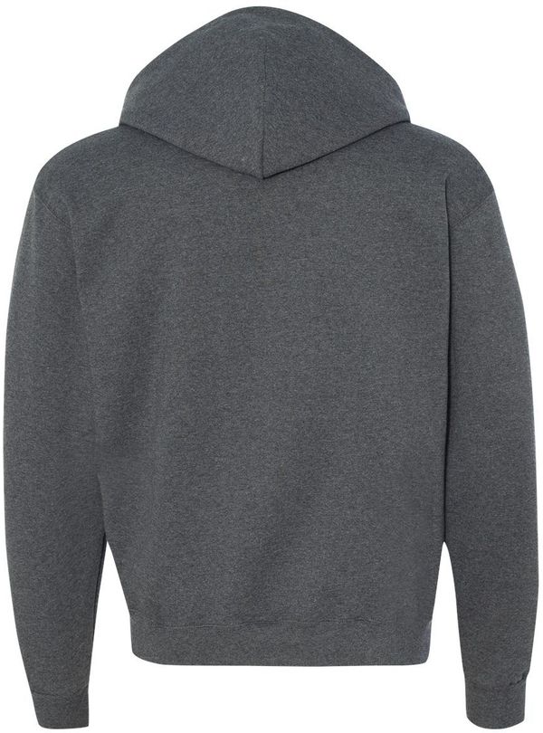 Am image of a Custom Champion Adult Powerblend® FullZip Hooded Sweatshirt in Charcoal Heather!