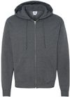 Am image of a Custom Champion Adult Powerblend® FullZip Hooded Sweatshirt in Charcoal Heather!
