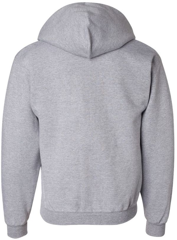Am image of a Custom Champion Adult Powerblend® FullZip Hooded Sweatshirt in Light Steel!
