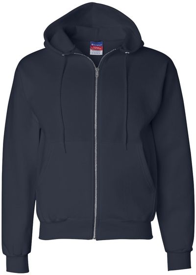 Am image of a Custom Champion Adult Powerblend® FullZip Hooded Sweatshirt in Navy!