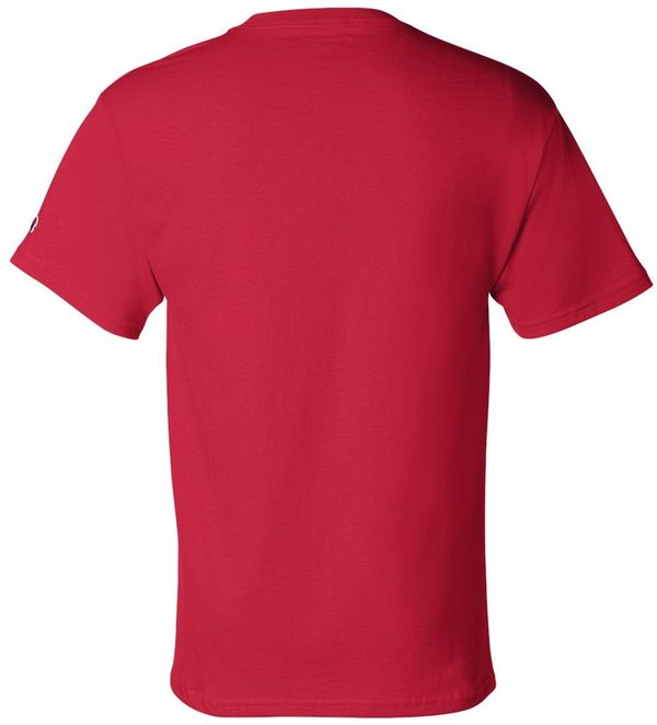 Am image of a Custom Champion Adult Short Sleeve Cotton Tee in Red!