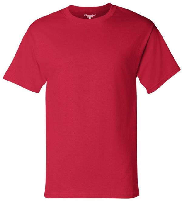 Am image of a Custom Champion Adult Short Sleeve Cotton Tee in Red!