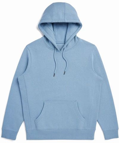 Am image of a Custom Original Favorites Organic Cotton Hooded Sweatshirt in Cloudy Blue!