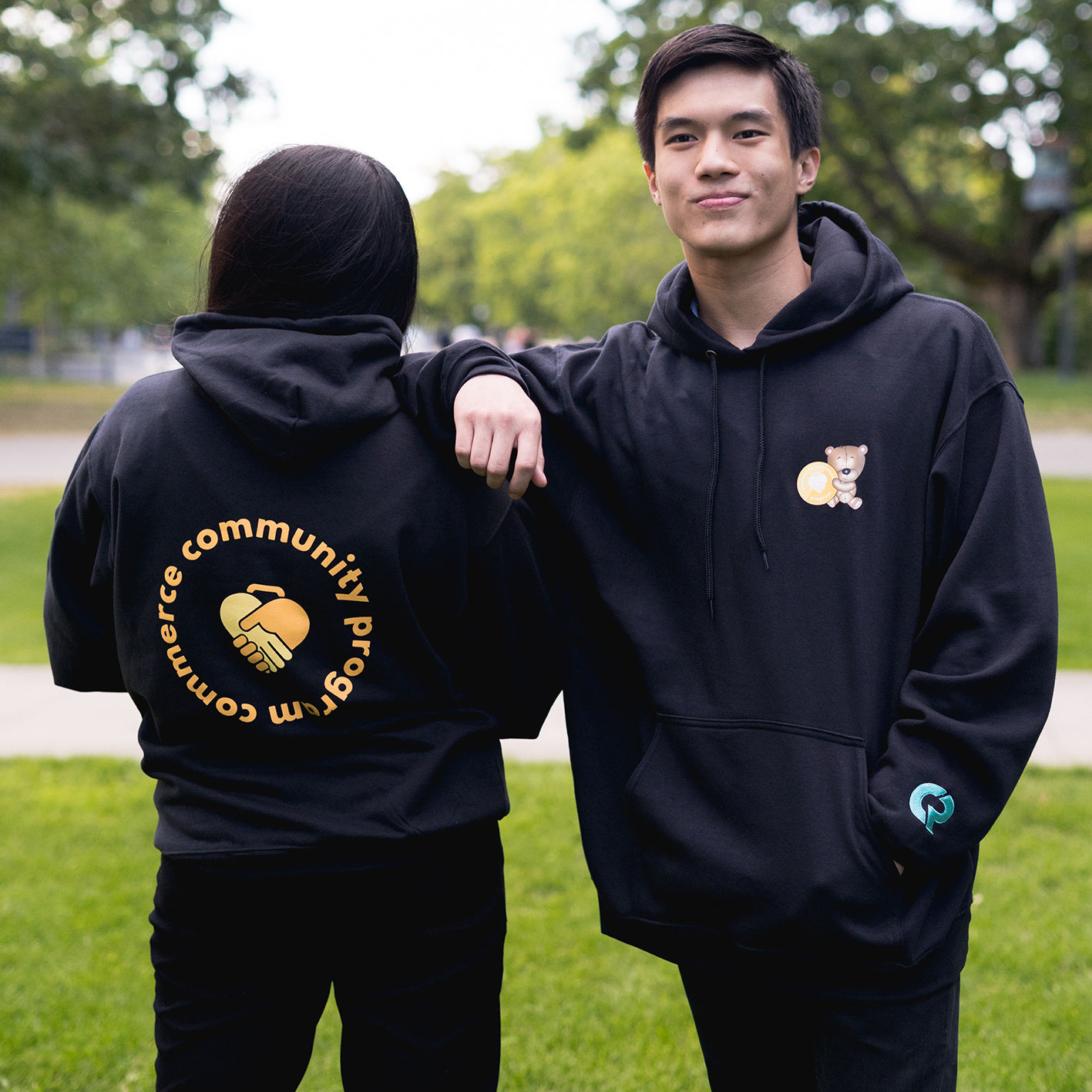 an image of a UBC club wearing custom hoodies we printed for them!