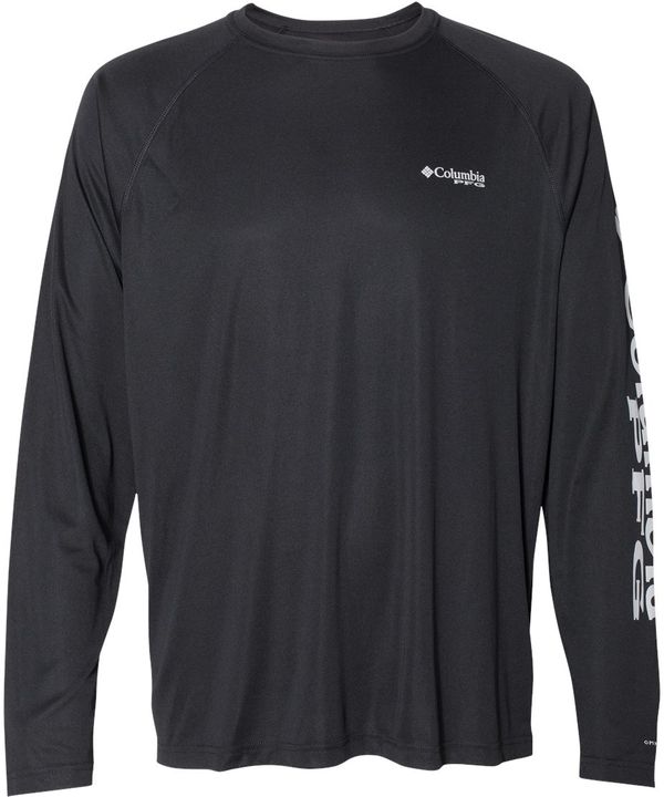 Am image of a Custom Columbia PFG Terminal Tackle Long Sleeve T Shirt in Black/ Cool grey!