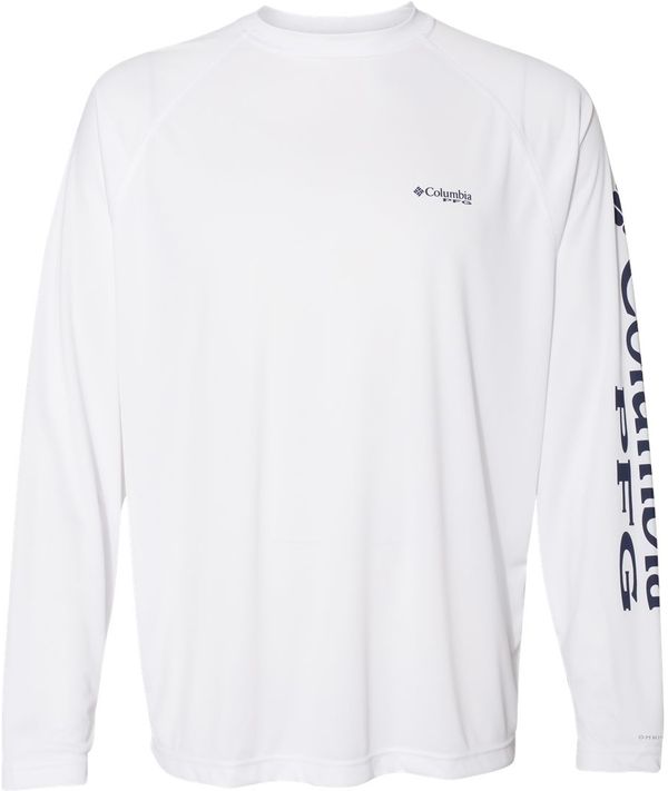 An image of a Custom Columbia PFG Terminal Tackle Long Sleeve T Shirt in White/Nightshade!