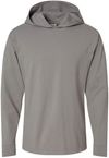 Am image of a Custom Hanes ComfortWash Garment Dyed Jersey Hooded Long Sleeve TShirt in Concrete Gray!