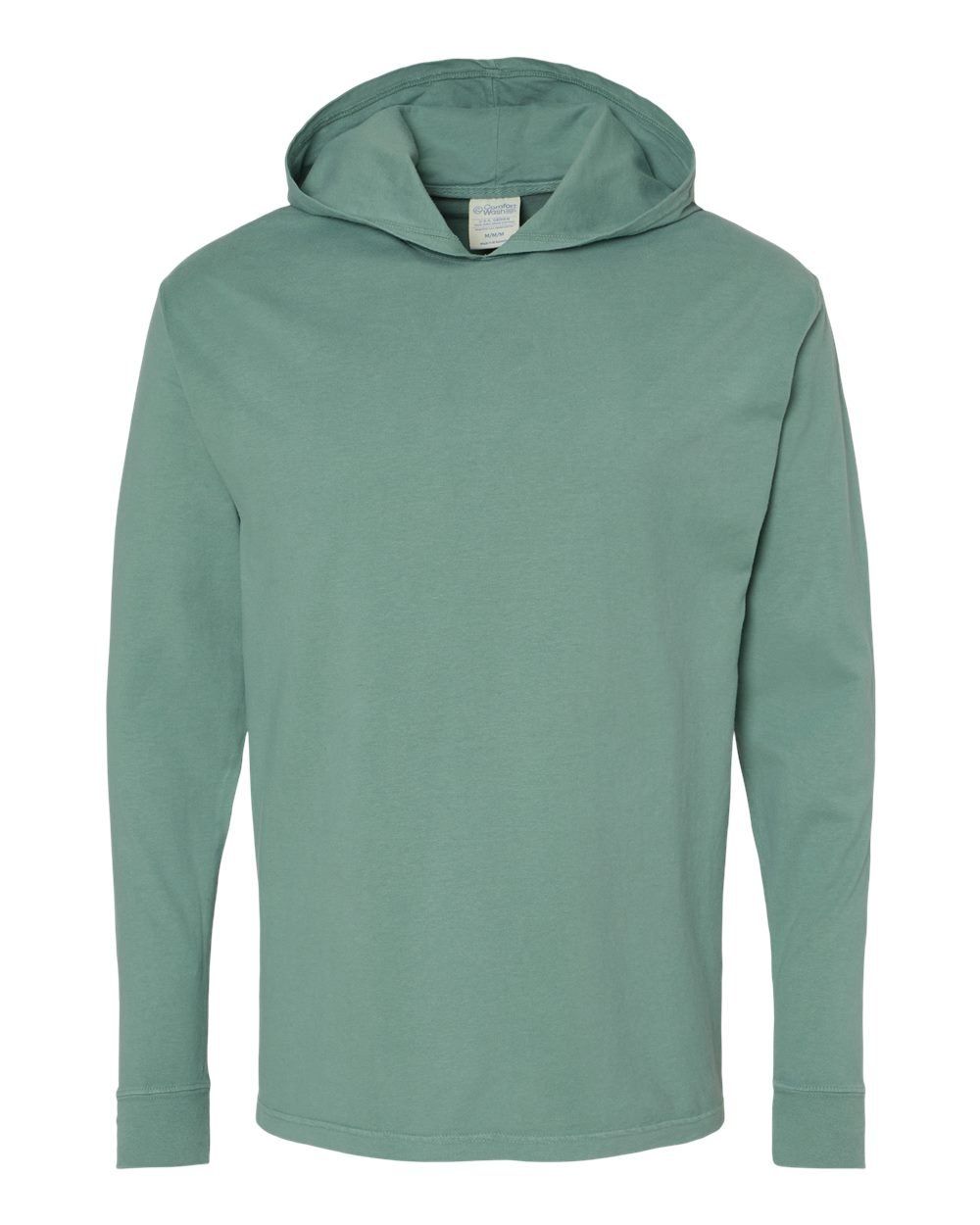 Hanes ComfortWash Garment Dyed Jersey Hooded Long Sleeve TShirt in Cypress Green
