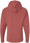 Am image of a Custom Hanes ComfortWash Garment Dyed Jersey Hooded Long Sleeve TShirt in Nantucket Red!