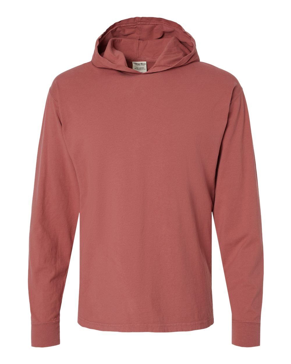Hanes ComfortWash Garment Dyed Jersey Hooded Long Sleeve TShirt in Nantucket Red