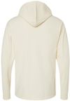 Am image of a Custom Hanes ComfortWash Garment Dyed Jersey Hooded Long Sleeve TShirt in Parchment!
