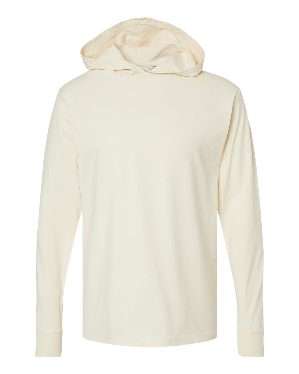 Hanes ComfortWash Garment Dyed Jersey Hooded Long Sleeve TShirt in Parchment