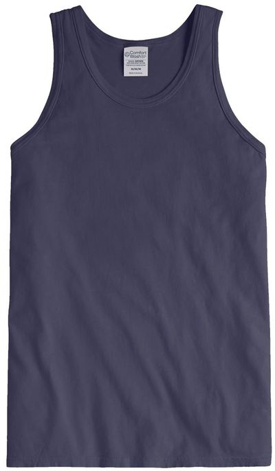 Am image of a Custom Hanes ComfortWash Garment Dyed Unisex Tank Top in Anchor Slate!