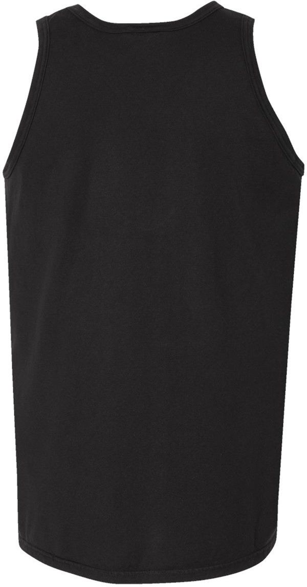 Am image of a Custom Hanes ComfortWash Garment Dyed Unisex Tank Top in Black!