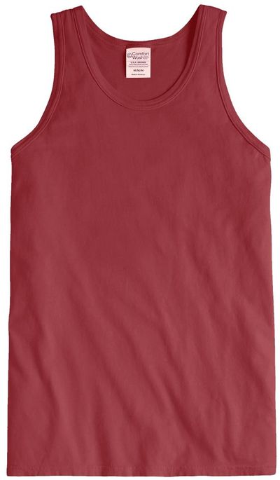 Am image of a Custom Hanes ComfortWash Garment Dyed Unisex Tank Top in Cayenne!