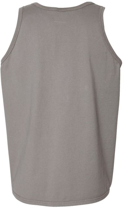 Am image of a Custom Hanes ComfortWash Garment Dyed Unisex Tank Top in Concrete Grey!