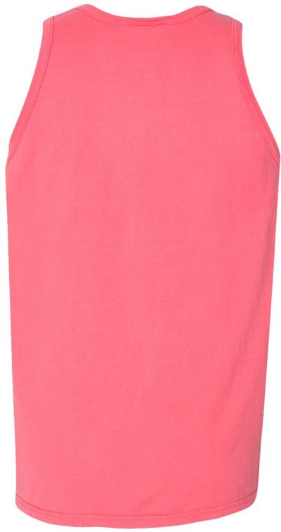 Am image of a Custom Hanes ComfortWash Garment Dyed Unisex Tank Top in Coral Craze!