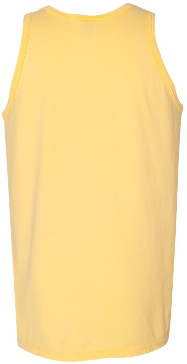Am image of a Custom Hanes ComfortWash Garment Dyed Unisex Tank Top in Summer Squash Yellow!