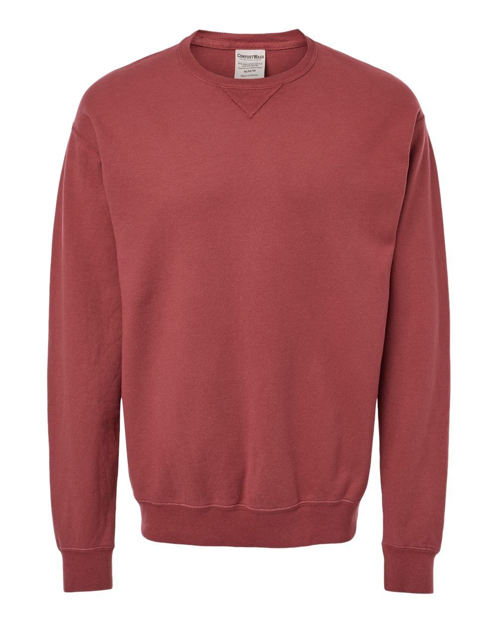 Hanes ComfortWash Garment Dyed Unisex Crewneck Sweatshirt in Cayenne