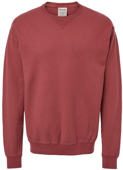 Am image of a Custom Hanes ComfortWash Garment Dyed Unisex Crewneck Sweatshirt in Cayenne!