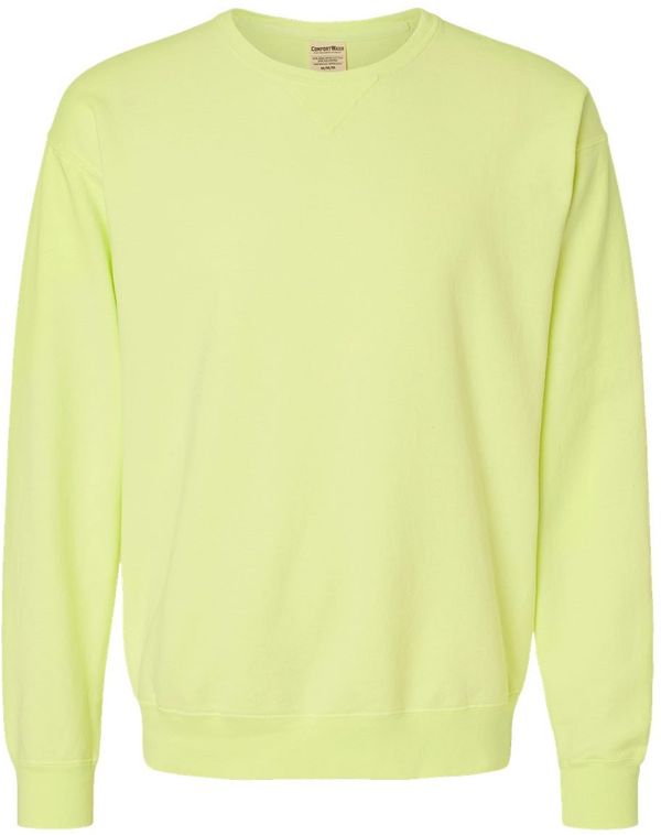 Am image of a Custom Hanes ComfortWash Garment Dyed Unisex Crewneck Sweatshirt in Chic Lime!