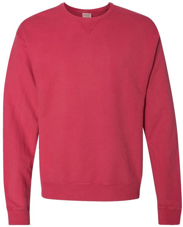 An image of a Custom Hanes ComfortWash Garment Dyed Unisex Crewneck Sweatshirt in Crimson Fall!