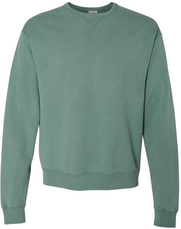 An image of a Custom Hanes ComfortWash Garment Dyed Unisex Crewneck Sweatshirt in Cypress Green!