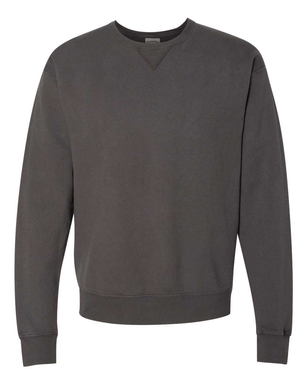Hanes ComfortWash Garment Dyed Unisex Crewneck Sweatshirt in New Railroad Grey