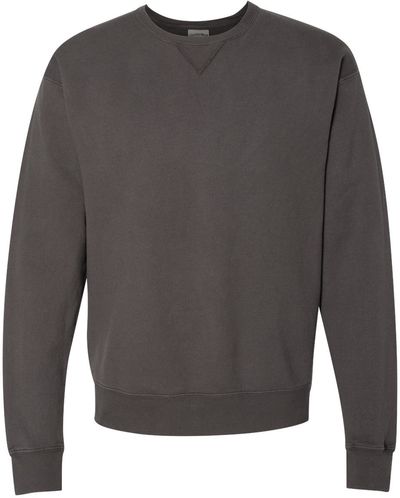 Am image of a Custom Hanes ComfortWash Garment Dyed Unisex Crewneck Sweatshirt in New Railroad Grey!