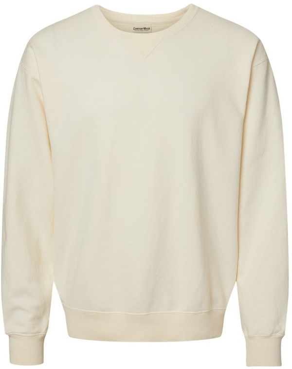 Am image of a Custom Hanes ComfortWash Garment Dyed Unisex Crewneck Sweatshirt in Parchment!