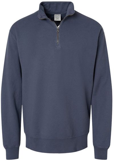 Am image of a Custom Hanes ComfortWash Garment Dyed Quarter Zip Sweatshirt in Anchor Slate!