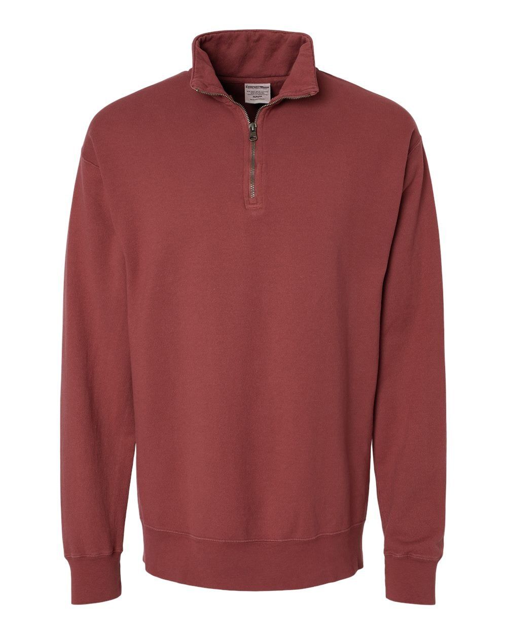 Hanes ComfortWash Garment Dyed Quarter Zip Sweatshirt in Cayenne