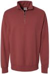 Am image of a Custom Hanes ComfortWash Garment Dyed Quarter Zip Sweatshirt in Cayenne!
