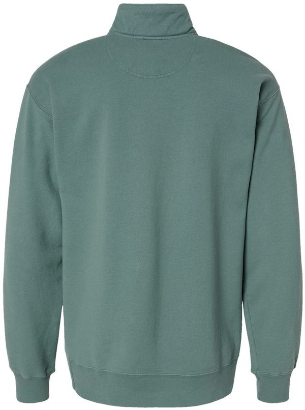 Am image of a Custom Hanes ComfortWash Garment Dyed Quarter Zip Sweatshirt in Cypress Green!