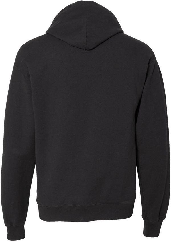 Am image of a Custom Hanes ComfortWash Garment Dyed Unisex Hooded Sweatshirt in Black!