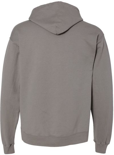 Am image of a Custom Hanes ComfortWash Garment Dyed Unisex Hooded Sweatshirt in Concrete Grey!