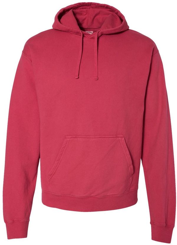 Am image of a Custom Hanes ComfortWash Garment Dyed Unisex Hooded Sweatshirt in Crimson Fall!