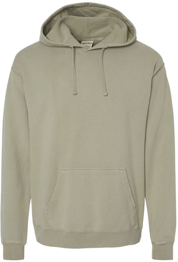 Am image of a Custom Hanes ComfortWash Garment Dyed Unisex Hooded Sweatshirt in Faded Fatigue!