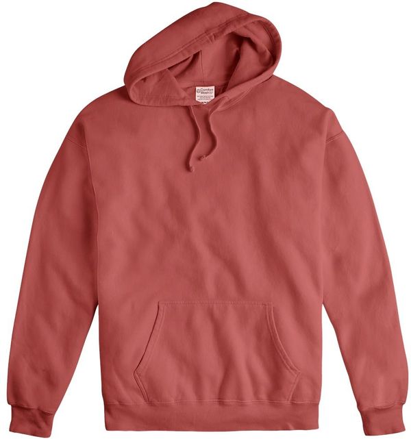 An image of a Custom Hanes ComfortWash Garment Dyed Unisex Hooded Sweatshirt in Nantucket Red!