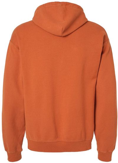 Am image of a Custom Hanes ComfortWash Garment Dyed Unisex Hooded Sweatshirt in Texas Orange!