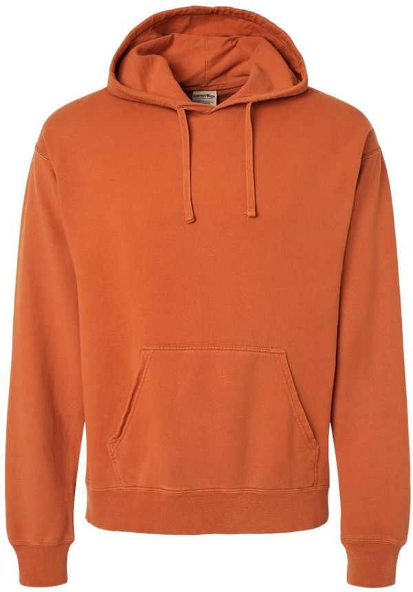 Am image of a Custom Hanes ComfortWash Garment Dyed Unisex Hooded Sweatshirt in Texas Orange!