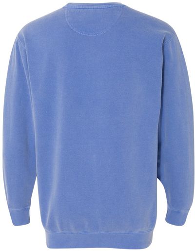 Am image of a Custom Comfort Colors Garment Dyed Sweatshirt in Flo Blue!