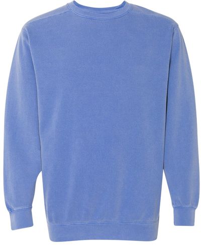 Am image of a Custom Comfort Colors Garment Dyed Sweatshirt in Flo Blue!