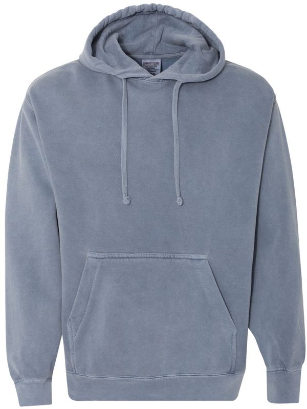 An image of a Custom Comfort Colors Garment Dyed Hooded Sweatshirt in Blue Jean!