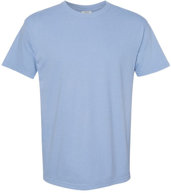 Am image of a Custom Comfort Colors Heavyweight Ring Spun Tee in Washed Denim!