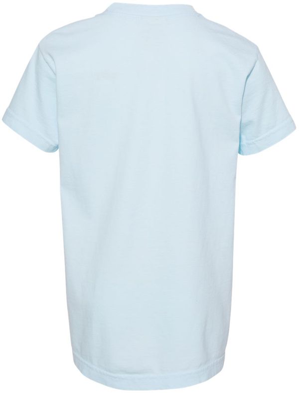 Am image of a Custom Comfort Colors Garment Dyed Youth Heavyweight T Shirt in Chambray!