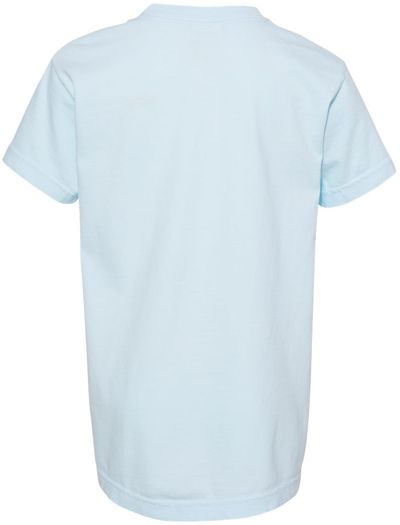 Am image of a Custom Comfort Colors Garment Dyed Youth Heavyweight T Shirt in Chambray!