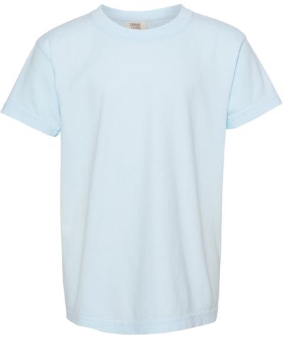 Am image of a Custom Comfort Colors Garment Dyed Youth Heavyweight T Shirt in Chambray!