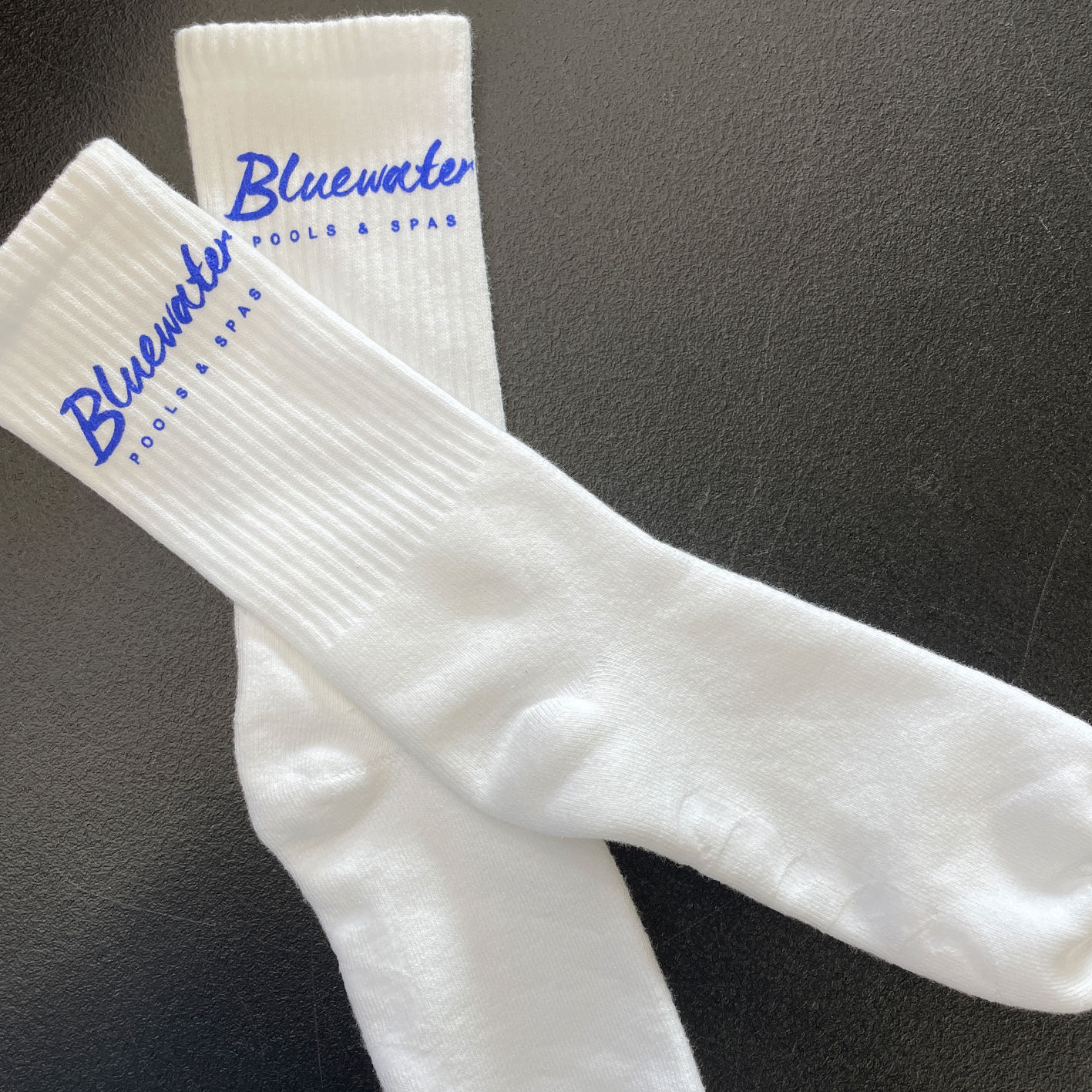 An image of screen printed socks that you can print your logo on!